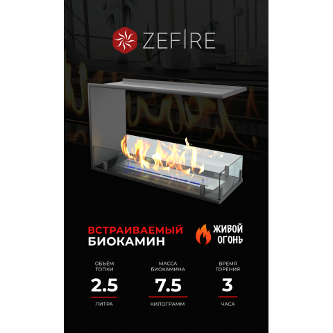 Биокамин торцевой сквозной Standart 700 (ZeFire)