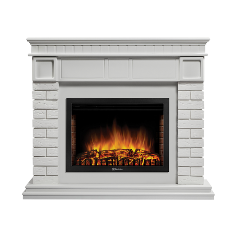 Каминокомплект Electrolux  Bricks 25 камень белый, белая эмаль с очагом EFP/P-2520LS N