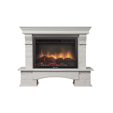 Каминокомплект Electrolux  Forte 30S камень белый, шпон белёный дуб с очагом EFP/P-3020LS
