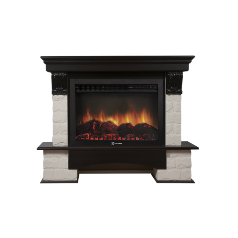 Каминокомплект Electrolux Forte 30S камень белый, шпон темный дуб с очагом EFP/P-3020LS