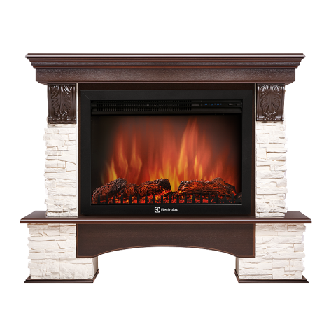 Каминокомплект Electrolux  Pietra 30S камень белый, шпон темный дуб с очагом EFP/P-3020LS