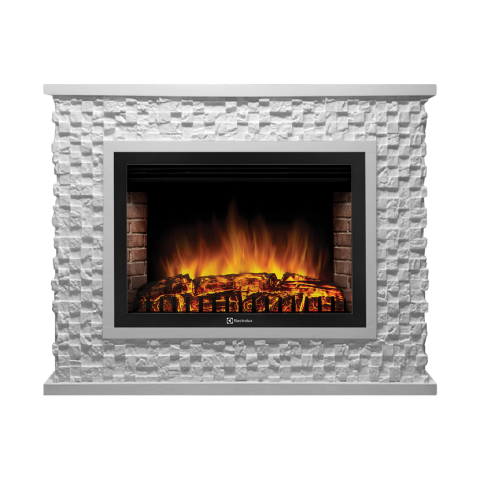 Каминокомплект Electrolux   Quadro 30 камень песчаник античный белый, белая эмаль с очагом EFP/P-3020LS