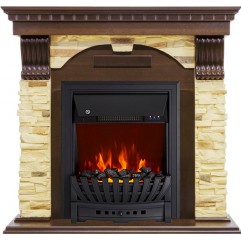 Каминокомплект Dublin угловой - Темный дуб / Сланец с очагом Aspen Black Каминокомплект Dublin угловой - Темный дуб / Сланец с очагом Aspen Black