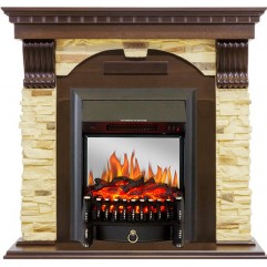 Каминокомплект Dublin угловой - Темный дуб / Сланец с очагом Fobos FX M Black Каминокомплект Dublin угловой - Темный дуб / Сланец с очагом Fobos FX M Black