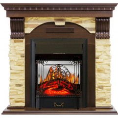 Каминокомплект Dublin угловой - Темный дуб / Сланец с очагом Majestic FX M Black Каминокомплект Dublin угловой - Темный дуб / Сланец с очагом Majestic FX M Black