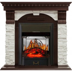 Каминокомплект Dublin - Темный дуб / Сланец белый с очагом Majestic FX M Black Каминокомплект Dublin - Темный дуб / Сланец белый с очагом Majestic FX M Black