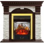 Каминокомплект Dublin - Темный дуб / Сланец белый с очагом Majestic FX M Brass