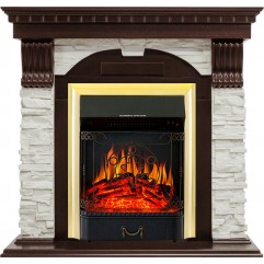 Каминокомплект Dublin - Темный дуб / Сланец белый с очагом Majestic FX Brass Каминокомплект Dublin - Темный дуб / Сланец белый с очагом Majestic FX Brass