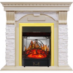 Каминокомплект Dublin - Слоновая кость с патиной / Сланец крем с очагом Majestic FX M Brass Каминокомплект Dublin - Слоновая кость с патиной / Сланец крем с очагом Majestic FX M Brass