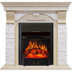 Каминокомплект Dublin - Слоновая кость с патиной / Сланец крем с очагом Majestic FX Black Каминокомплект Dublin - Слоновая кость с патиной / Сланец крем с очагом Majestic FX Black