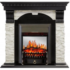 Каминокомплект Dublin - Венге / Сланец белый с очагом Fobos FX M Black Каминокомплект Dublin - Венге / Сланец белый с очагом Fobos FX M Black