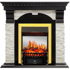 Каминокомплект Dublin - Венге / Сланец белый с очагом Fobos FX M Brass Каминокомплект Dublin - Венге / Сланец белый с очагом Fobos FX M Brass