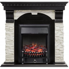 Каминокомплект Dublin - Венге / Сланец белый с очагом Fobos FX Black Каминокомплект Dublin - Венге / Сланец белый с очагом Fobos FX Black