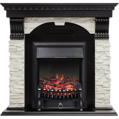 Каминокомплект Dublin - Венге / Сланец белый с очагом Fobos FX Black