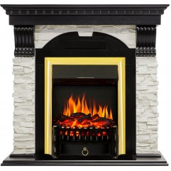 Каминокомплект Dublin - Венге / Сланец белый с очагом Fobos FX Brass Каминокомплект Dublin - Венге / Сланец белый с очагом Fobos FX Brass