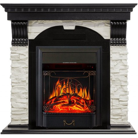 Каминокомплект Dublin - Венге / Сланец белый с очагом Majestic FX Black