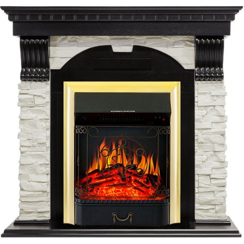 Каминокомплект Dublin - Венге / Сланец белый с очагом Majestic FX Brass