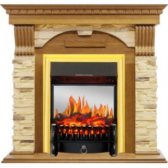 Каминокомплект Dublin - Дуб / Сланец с очагом Fobos FX M Brass Каминокомплект Dublin - Дуб / Сланец с очагом Fobos FX M Brass