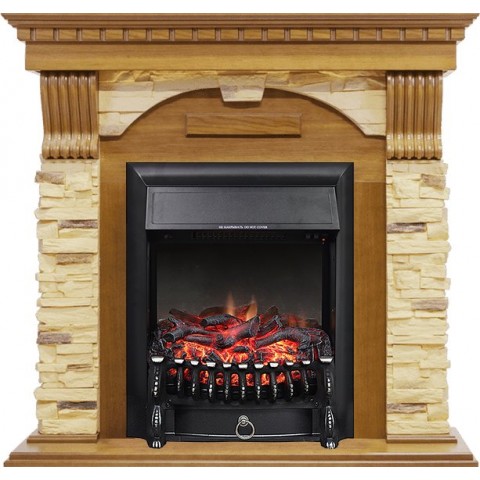 Каминокомплект Dublin -  Дуб / Сланец с очагом Fobos FX Black