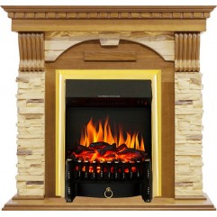 Каминокомплект Dublin - Дуб / Сланец с очагом Fobos FX Brass Каминокомплект Dublin - Дуб / Сланец с очагом Fobos FX Brass