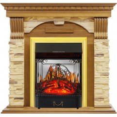 Каминокомплект Dublin - Дуб / Сланец с очагом Majestic FX M Brass Каминокомплект Dublin - Дуб / Сланец с очагом Majestic FX M Brass