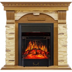 Каминокомплект Dublin - Дуб / Сланец с очагом Majestic FX Black Каминокомплект Dublin - Дуб / Сланец с очагом Majestic FX Black