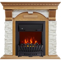 Каминокомплект Dublin - Дуб / Сланец белый с очагом Aspen Black Каминокомплект Dublin - Дуб / Сланец белый с очагом Aspen Black