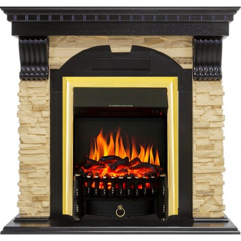 Каминокомплект Dublin - Венге / Сланец с очагом Fobos FX Brass