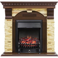 Каминокомплект Dublin - Темный дуб / Сланец с очагом Fobos FX Black Каминокомплект Dublin - Темный дуб / Сланец с очагом Fobos FX Black