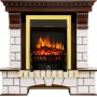 Каминокомплект Pierre Luxe угловой - Темный дуб / Белый с очагом Fobos FX Brass