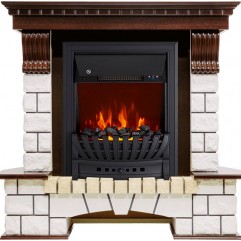 Каминокомплект Pierre Luxe - Темный дуб / Белый с очагом Aspen Black Каминокомплект Pierre Luxe - Темный дуб / Белый с очагом Aspen Black