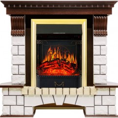 Каминокомплект Pierre Luxe - Темный дуб / Белый с очагом Majestic FX Brass Каминокомплект Pierre Luxe - Темный дуб / Белый с очагом Majestic FX Brass