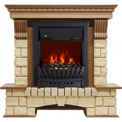 Каминокомплект Pierre Luxe - Дуб / Шампань с очагом Aspen Black Каминокомплект Pierre Luxe - Дуб / Шампань с очагом Aspen Black