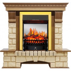 Каминокомплект Pierre Luxe - Дуб / Шампань с очагом Fobos FX M Brass Каминокомплект Pierre Luxe - Дуб / Шампань с очагом Fobos FX M Brass