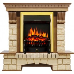 Каминокомплект Pierre Luxe - Дуб / Шампань с очагом Fobos FX Brass Каминокомплект Pierre Luxe - Дуб / Шампань с очагом Fobos FX Brass