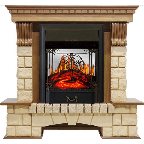 Каминокомплект Pierre Luxe - Дуб / Шампань с очагом Majestic FX M Black
