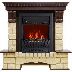 Каминокомплект Pierre Luxe - Темный дуб / Шампань с очагом Aspen Black Каминокомплект Pierre Luxe - Темный дуб / Шампань с очагом Aspen Black