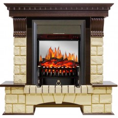 Каминокомплект Pierre Luxe - Темный дуб / Шампань с очагом Fobos FX M Black Каминокомплект Pierre Luxe - Темный дуб / Шампань с очагом Fobos FX M Black