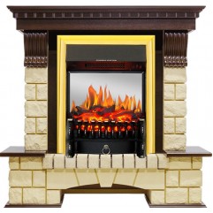 Каминокомплект Pierre Luxe - Темный дуб / Шампань с очагом Fobos FX M Brass Каминокомплект Pierre Luxe - Темный дуб / Шампань с очагом Fobos FX M Brass