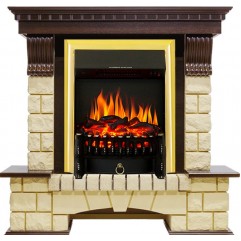 Каминокомплект Pierre Luxe - Темный дуб / Шампань с очагом Fobos FX Brass Каминокомплект Pierre Luxe - Темный дуб / Шампань с очагом Fobos FX Brass