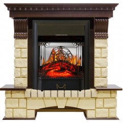 Каминокомплект Pierre Luxe - Темный дуб / Шампань с очагом Majestic FX M Black Каминокомплект Pierre Luxe - Темный дуб / Шампань с очагом Majestic FX M Black