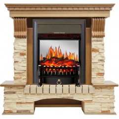 Каминокомплект Pierre Luxe - Дуб / Сланец с очагом Fobos FX M Black Каминокомплект Pierre Luxe - Дуб / Сланец с очагом Fobos FX M Black