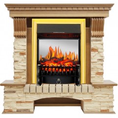 Каминокомплект Pierre Luxe - Дуб / Сланец с очагом Fobos FX M Brass Каминокомплект Pierre Luxe - Дуб / Сланец с очагом Fobos FX M Brass