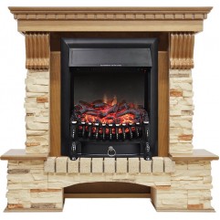 Каминокомплект Pierre Luxe - Дуб / Сланец с очагом Fobos FX Black Каминокомплект Pierre Luxe - Дуб / Сланец с очагом Fobos FX Black