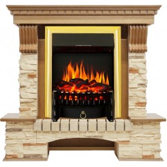 Каминокомплект Pierre Luxe - Дуб / Сланец с очагом Fobos FX Brass Каминокомплект Pierre Luxe - Дуб / Сланец с очагом Fobos FX Brass