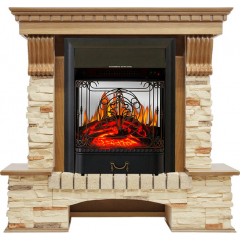 Каминокомплект Pierre Luxe - Дуб / Сланец с очагом Majestic FX M Black Каминокомплект Pierre Luxe - Дуб / Сланец с очагом Majestic FX M Black