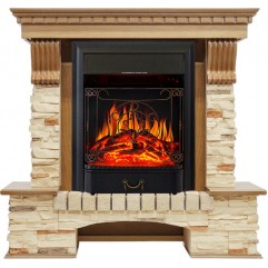 Каминокомплект Pierre Luxe - Дуб / Сланец с очагом Majestic FX Black Каминокомплект Pierre Luxe - Дуб / Сланец с очагом Majestic FX Black