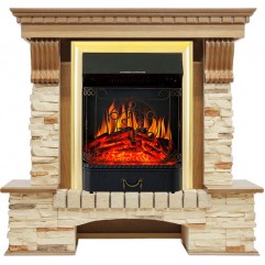 Каминокомплект Pierre Luxe - Дуб / Сланец с очагом Majestic FX Brass Каминокомплект Pierre Luxe - Дуб / Сланец с очагом Majestic FX Brass