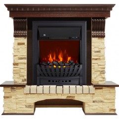 Каминокомплект Pierre Luxe угловой - Темный дуб / Сланец с очагом Aspen Black Каминокомплект Pierre Luxe угловой - Темный дуб / Сланец с очагом Aspen Black