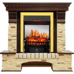 Каминокомплект Pierre Luxe угловой - Темный дуб / Сланец с очагом Fobos FX M Brass Каминокомплект Pierre Luxe угловой - Темный дуб / Сланец с очагом Fobos FX M Brass